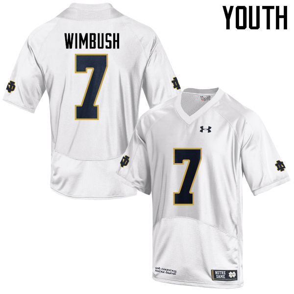 Youth #7 Brandon Wimbush Notre Dame Fighting Irish College Football Jerseys-White